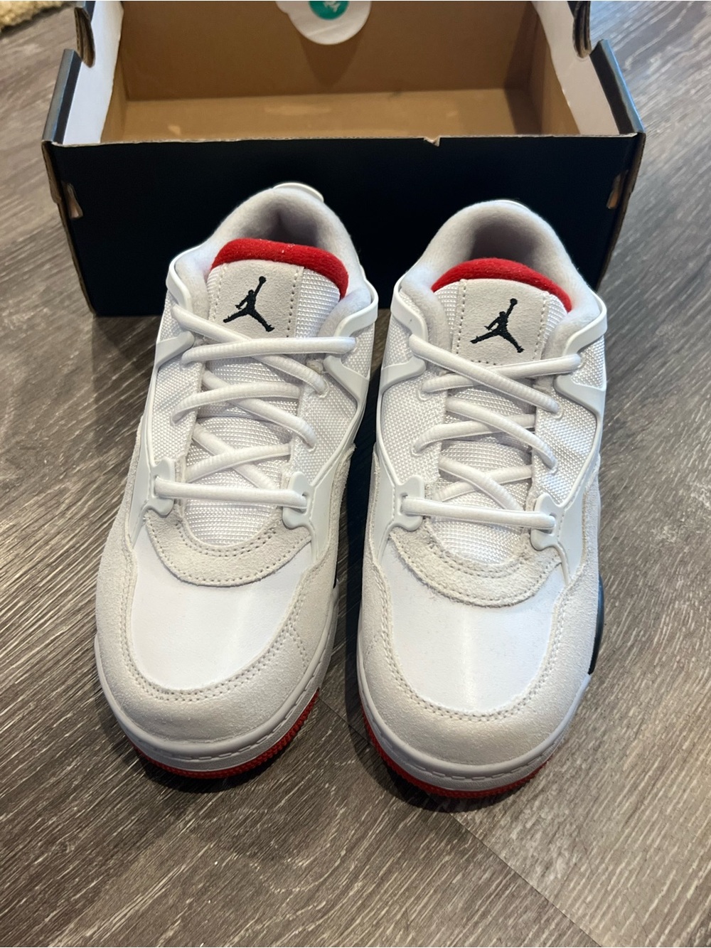 Nike Jordan 4 RM White and Red Low-Top Sneakers size 3Y